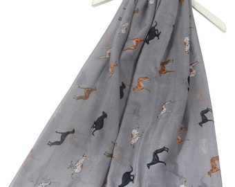 Greyhound Dog Scarf, Poly Cotton Blend Soft Wrap