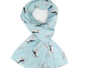 Beautiful Quirky  PUFFIN Sea Bird SCARF Wrap Shawl Great Gift friend Mum Aunt