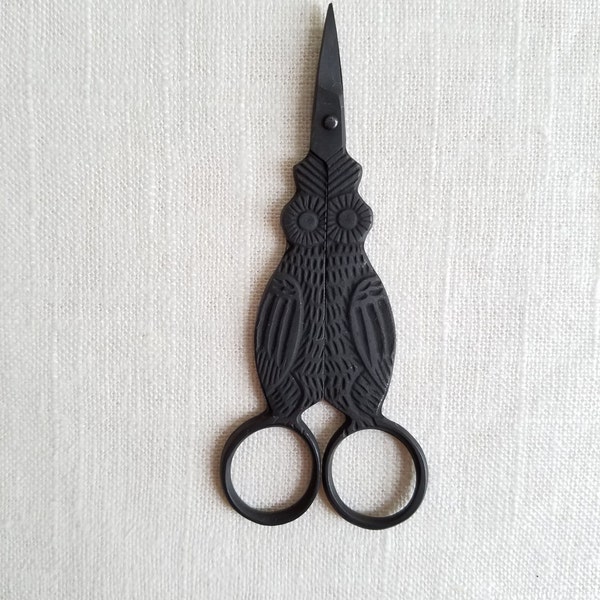 Primitive Black Matte Embroidery Scissors | Owl Scissors | Scissors | Snips | Shears | for Sewing, Embroidery, Thread, Yarn