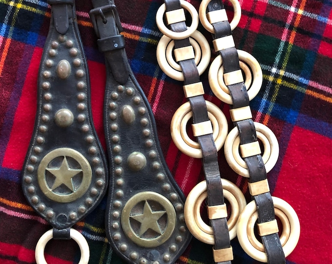 Vintage Horse Tack Lot, Leather Horse Tack, Celluloid, Studded Horse