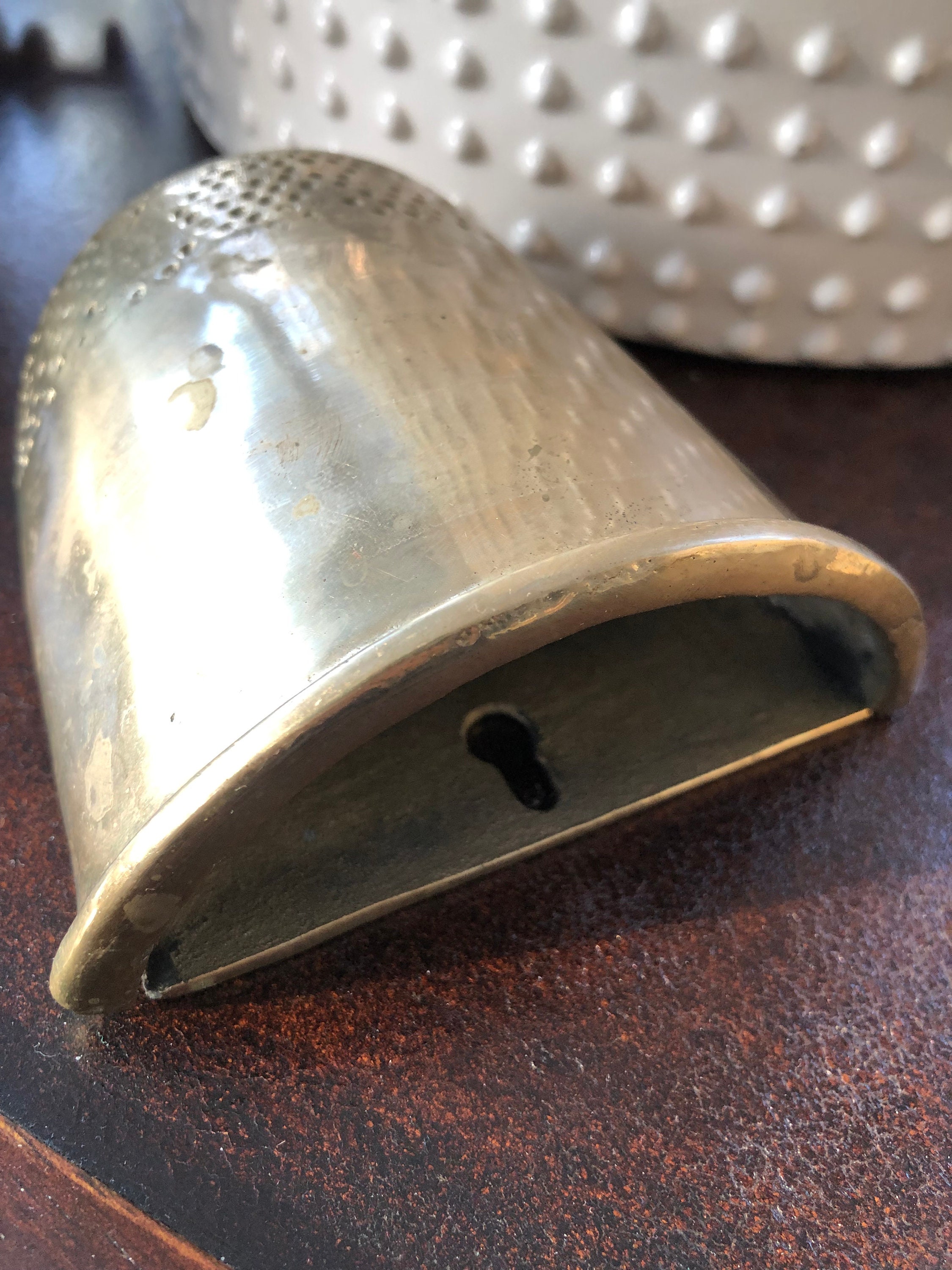 Vintage Brass Thimble Wall Pocket English Solid Brass Vase Etsy