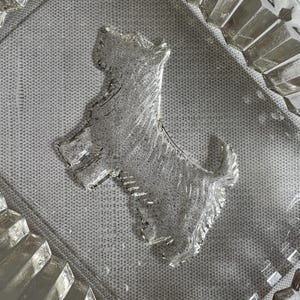 Vintage Scottie Dog Glass Dish: Scottish Terrier Intaglio, Zig Zag Rim