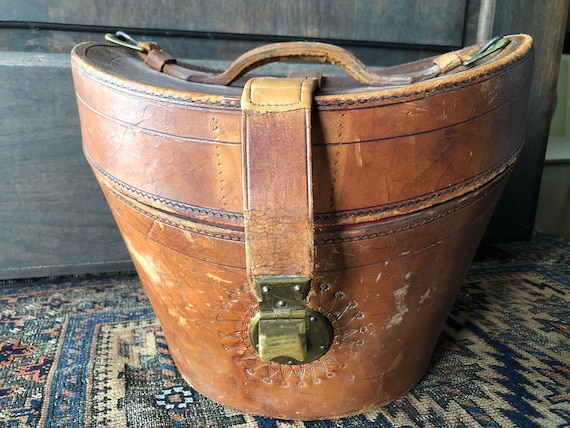 Leather Top Hat Box Monogrammed Travel 