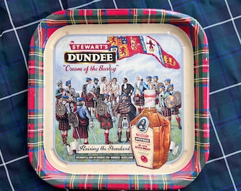 Rare Vintage Stewart&#39;s of Dundee Scotch Whisky Metal Bar Tray, Whisky, Scotch, Bar, Liquor, Vintage Bar, Man Cave, Plaid, Tartan