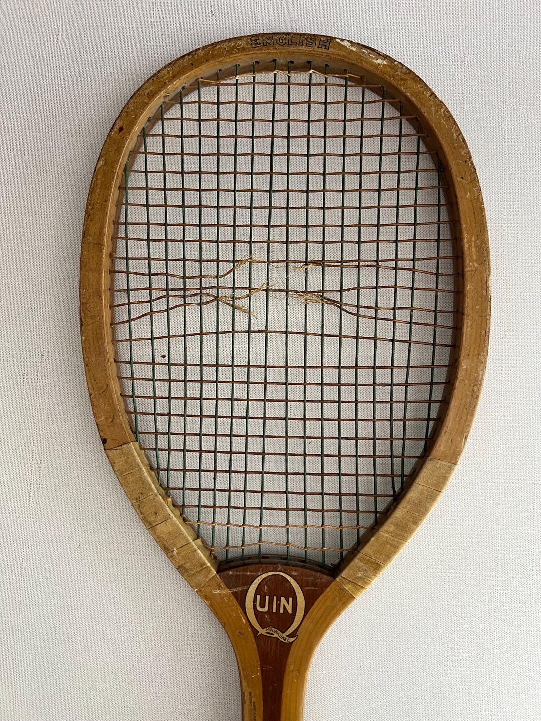 Antique Quin Milwaukee Wooden Tennis Racket: 1900 Patent, Original ...