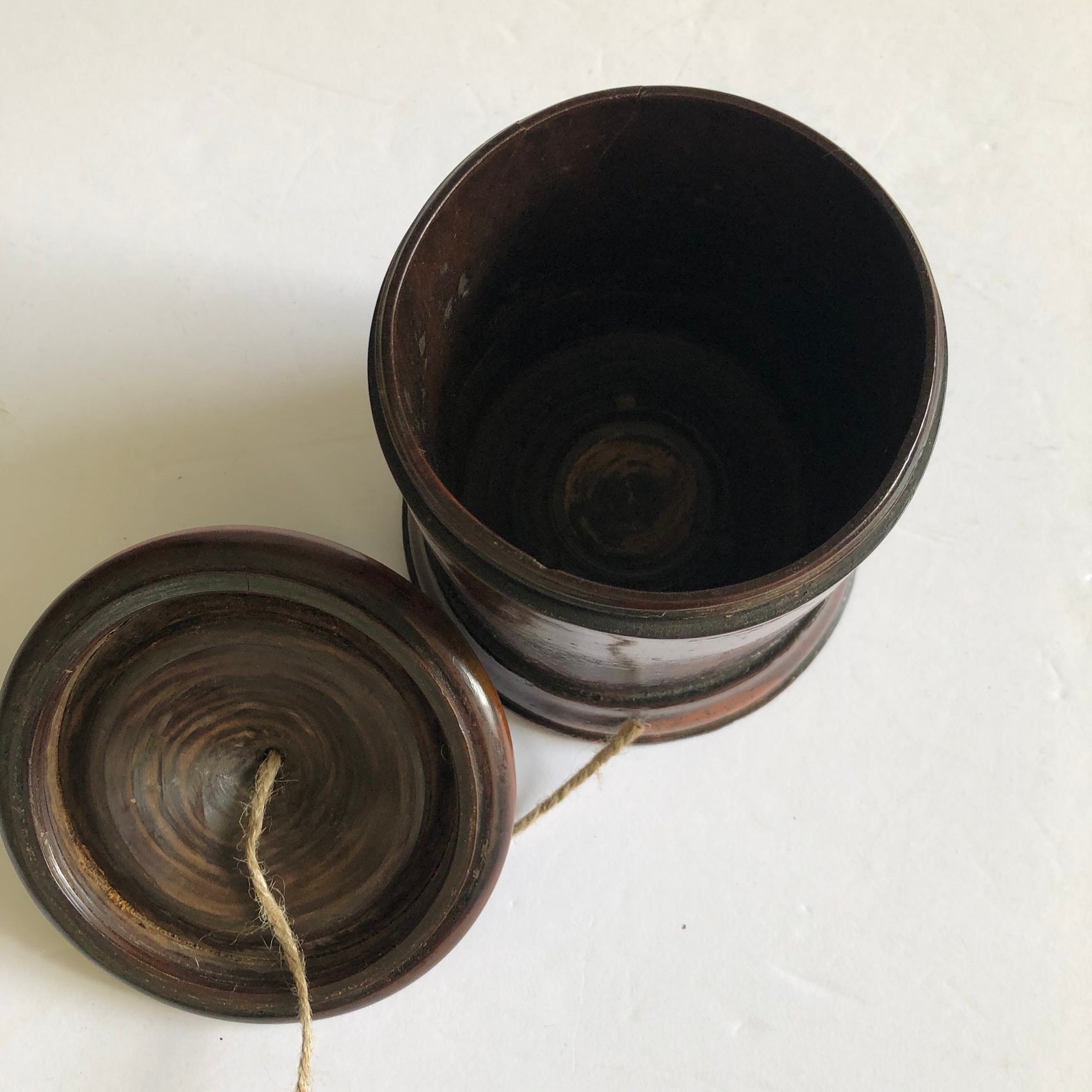 Antique English Treen String Holder Box 19th Century English Etsy