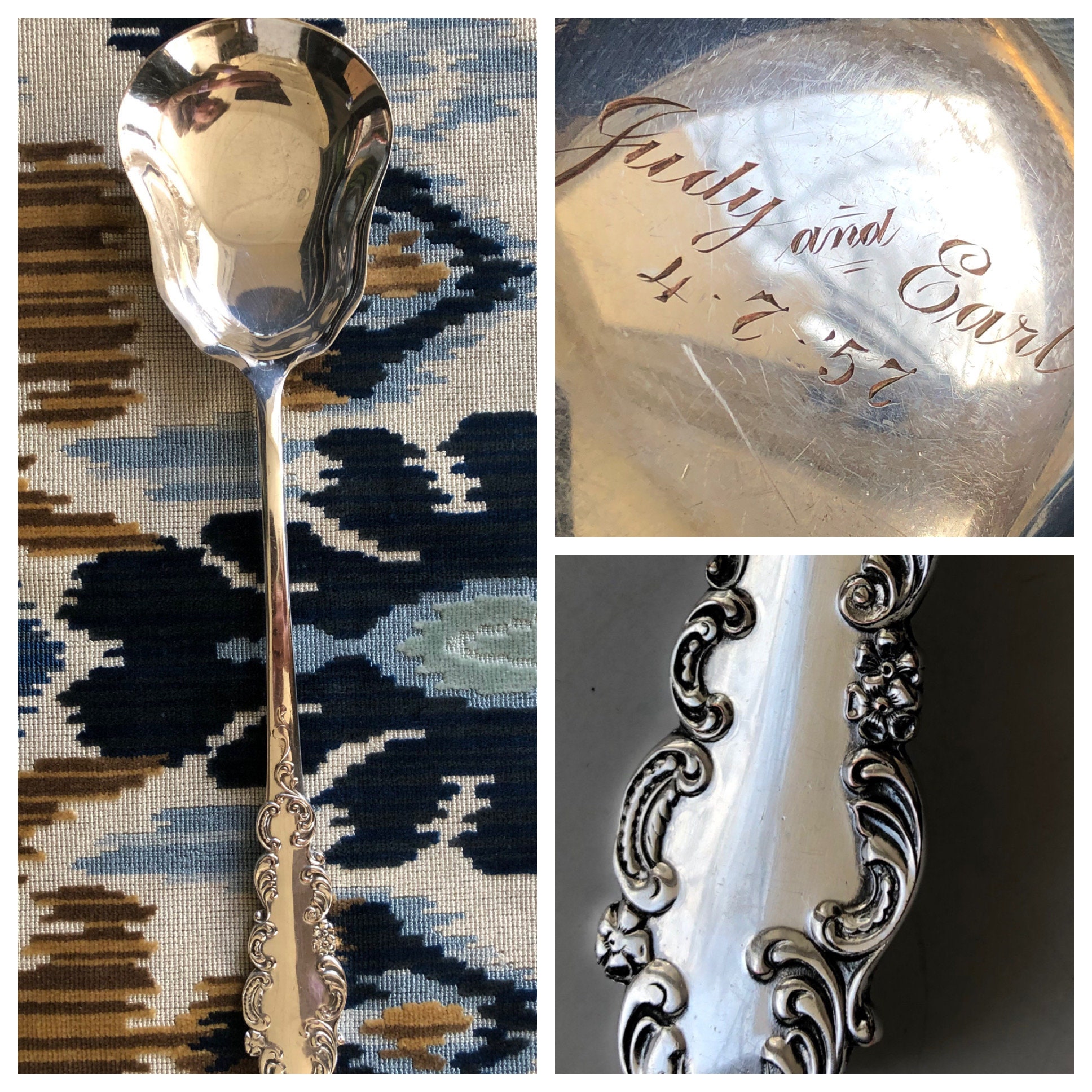 Vintage Engraved Serving Spoon. 12.5 Length With Detailed Etsy