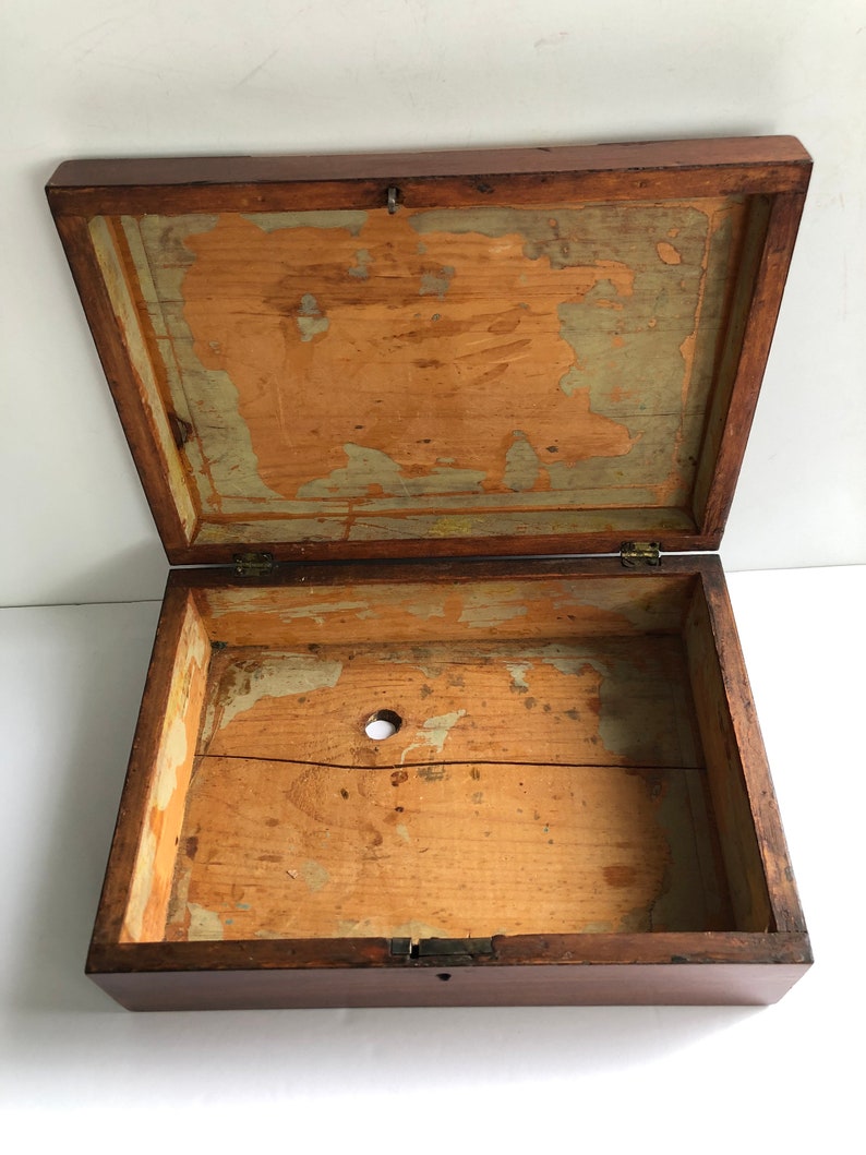 Antique Inlaid Wood Box Vintage Wood Box Decorative Box Etsy