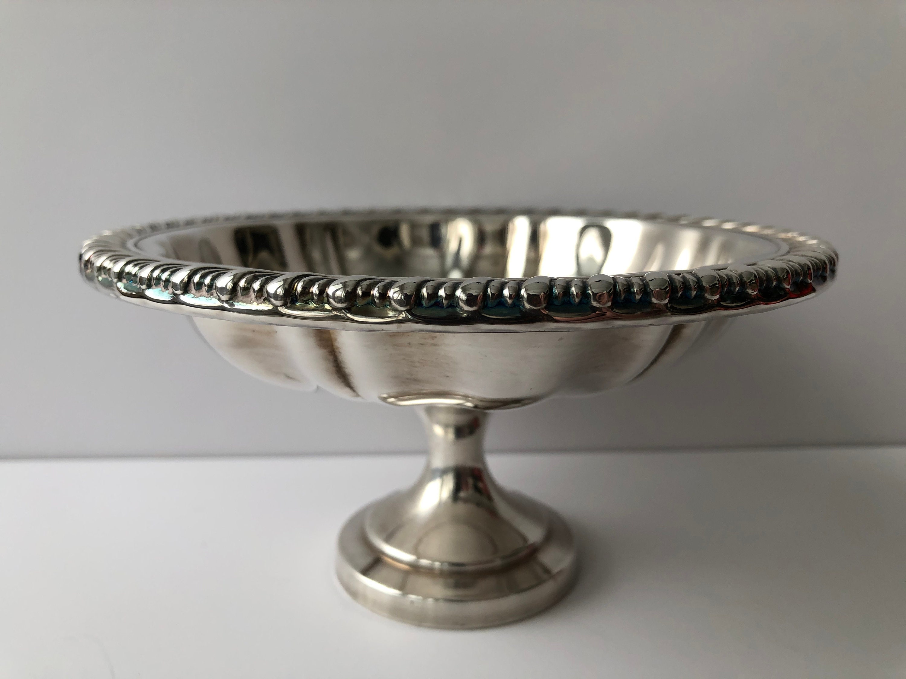 Vintage Oneida Silverplate Pedestal Serving Dish Heavy Etsy