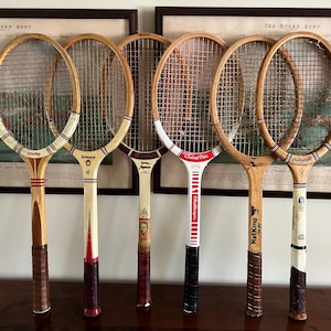 Vintage Wood Tennis Racquets, Regent, Dunlop, MacGregor, Net King, Wooden Tennis Rackets, Sports, Vintage Lawn Tennis, Racquet Club Decor