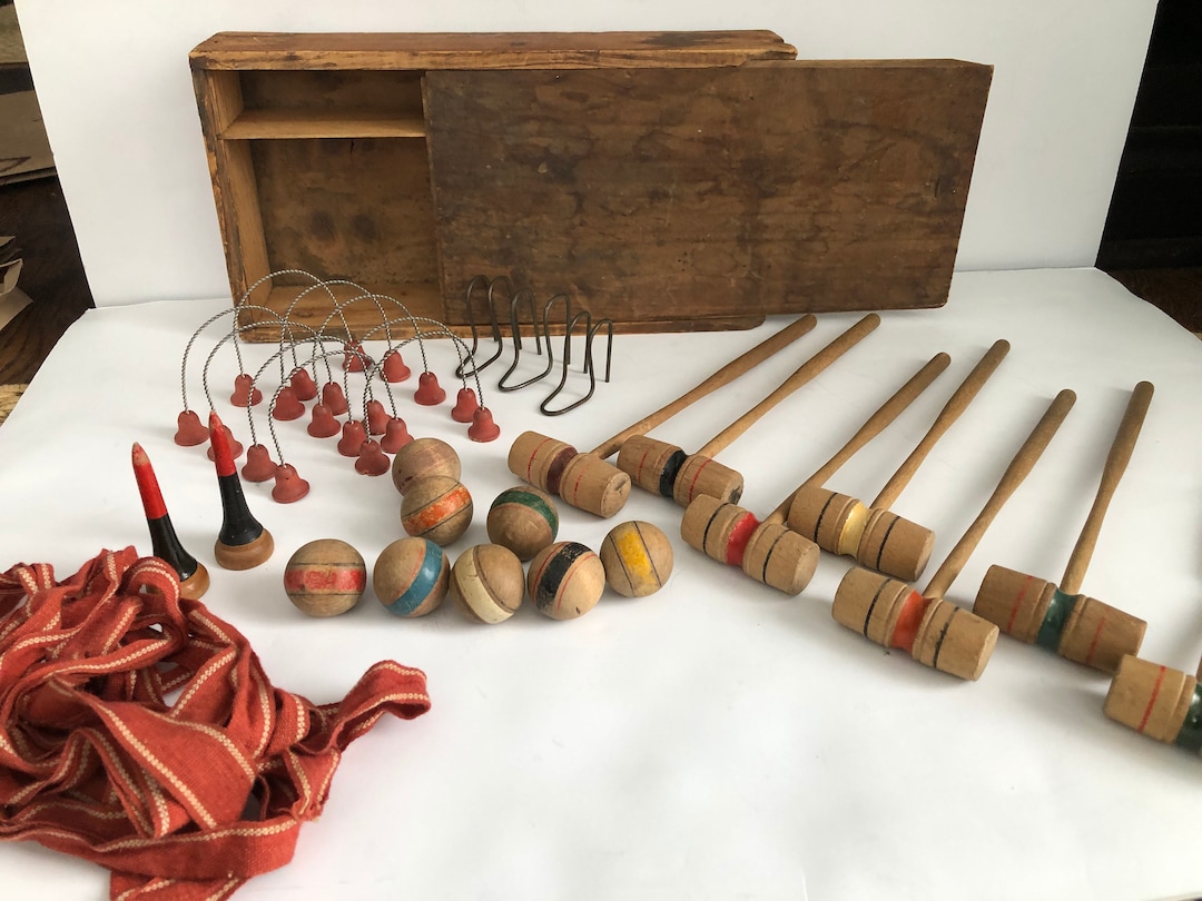 Antique Table Croquet Game Box Set, Vintage Table Game, Antique Games