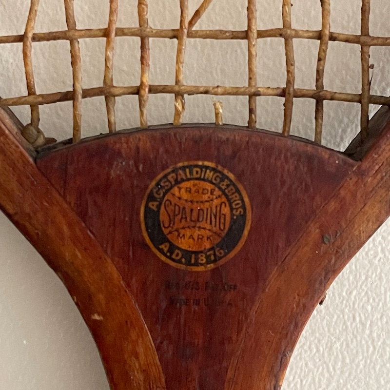 ANTIQUE SEMI FLAT TOP A.G. SPALDING & BROS MAKERS WOOD TENNIS RACKET