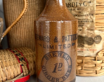 Antique English Ginger Beer Bottle. Circa 1800’s. Bar ware. Man cave. Collectibles. Breweries. Stoneware. Antique Bar. Vintage Bar.