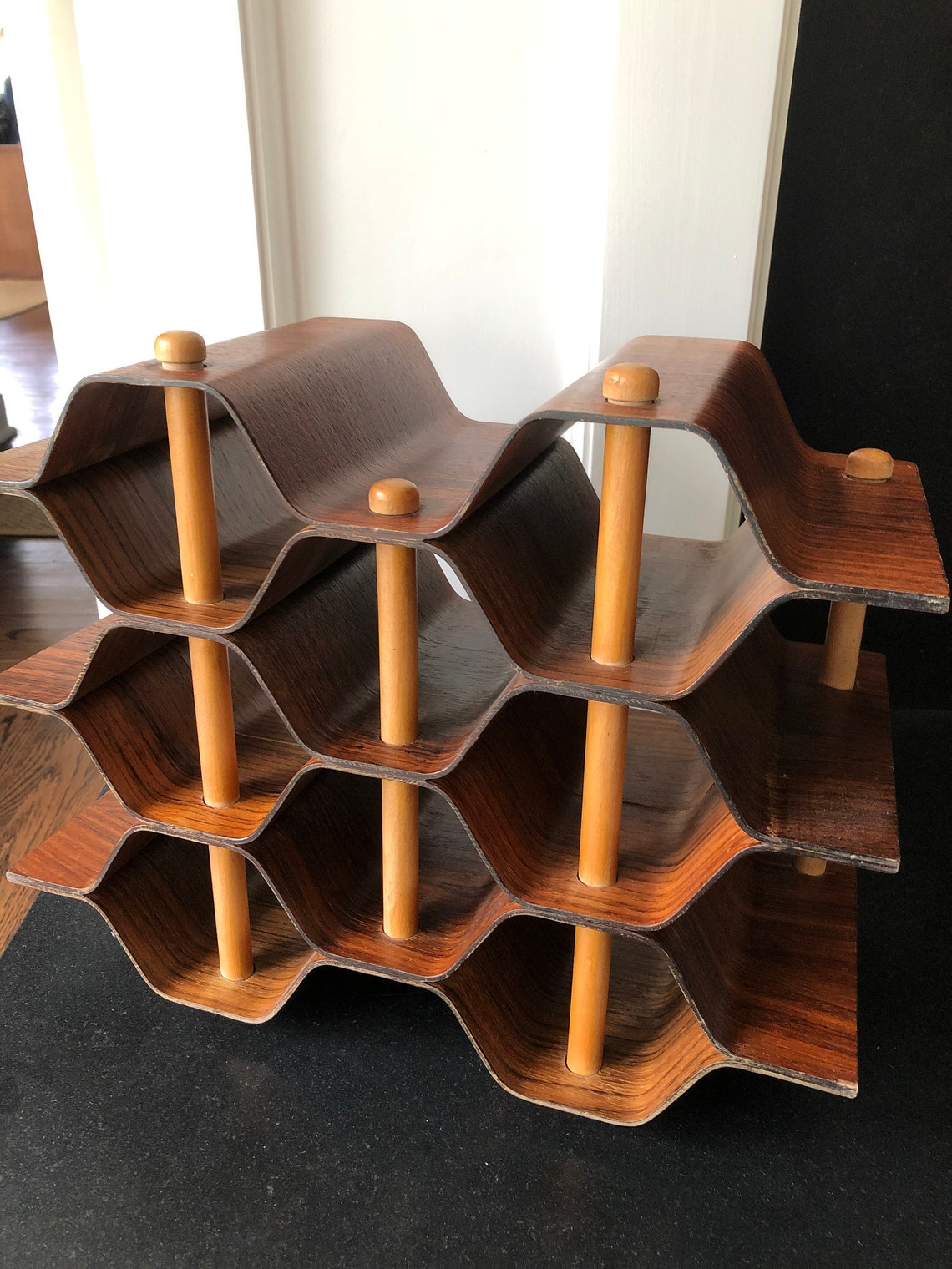 Vintage MCM Wine Rack Swedish Rosewood Beehive Wine Rack Etsy
