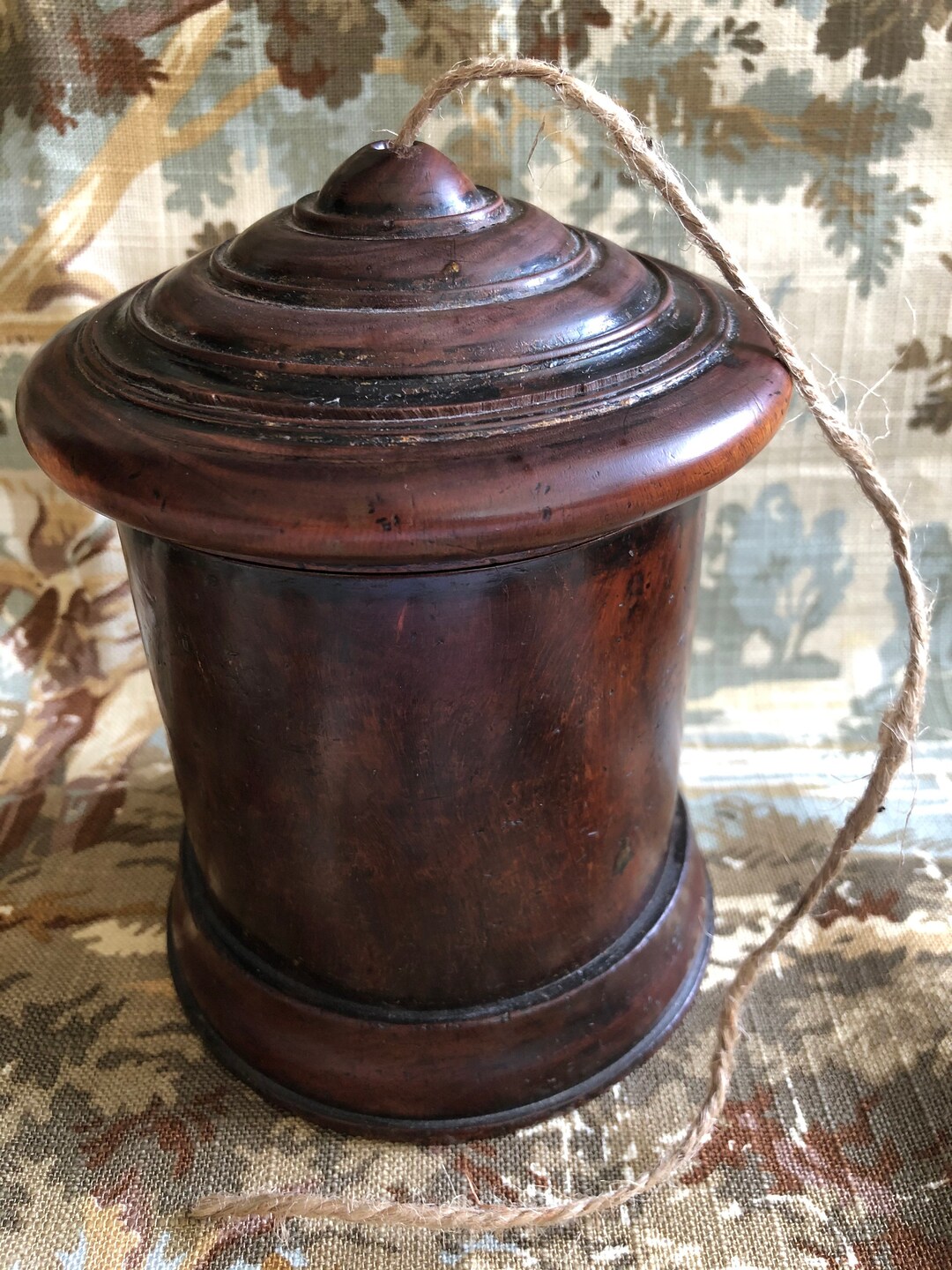 Antique English Treen String Holder Box, 19th Century, English Antiques