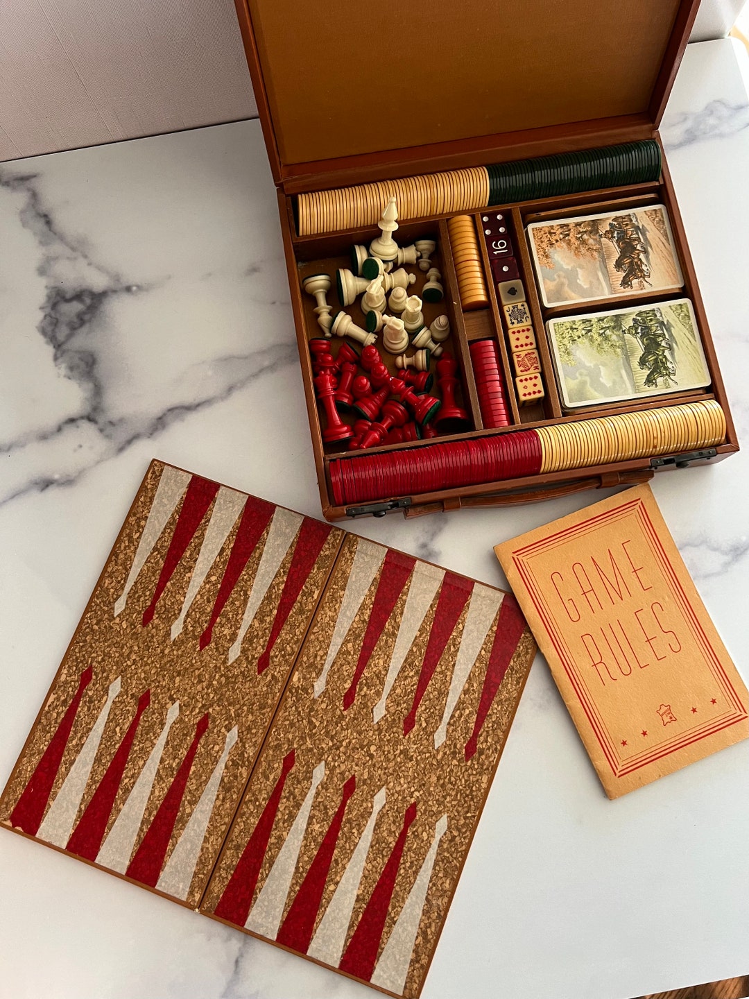 Vintage Branded Star Leather Travel Game Briefcase Etsy