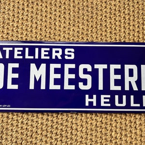 Vintage French Enamel Sign: Blue and White Farmhouse Decor