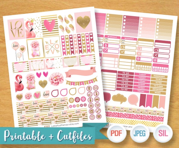 Rosa Flamingo planificador semanal Kit horizontal Adhesivos para Erin Condren planificadores