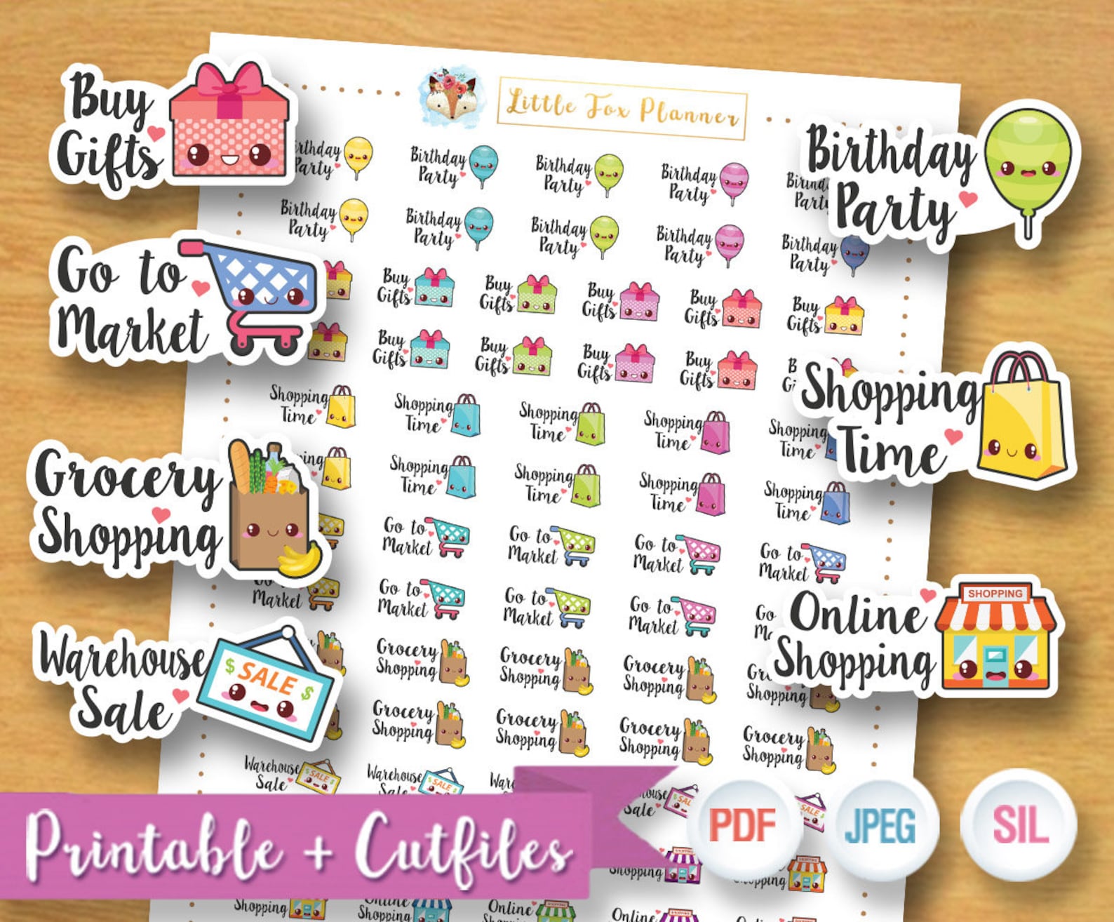 Shopping Stickers Buy Gift Stickers Go to Market Grocery Etsy
