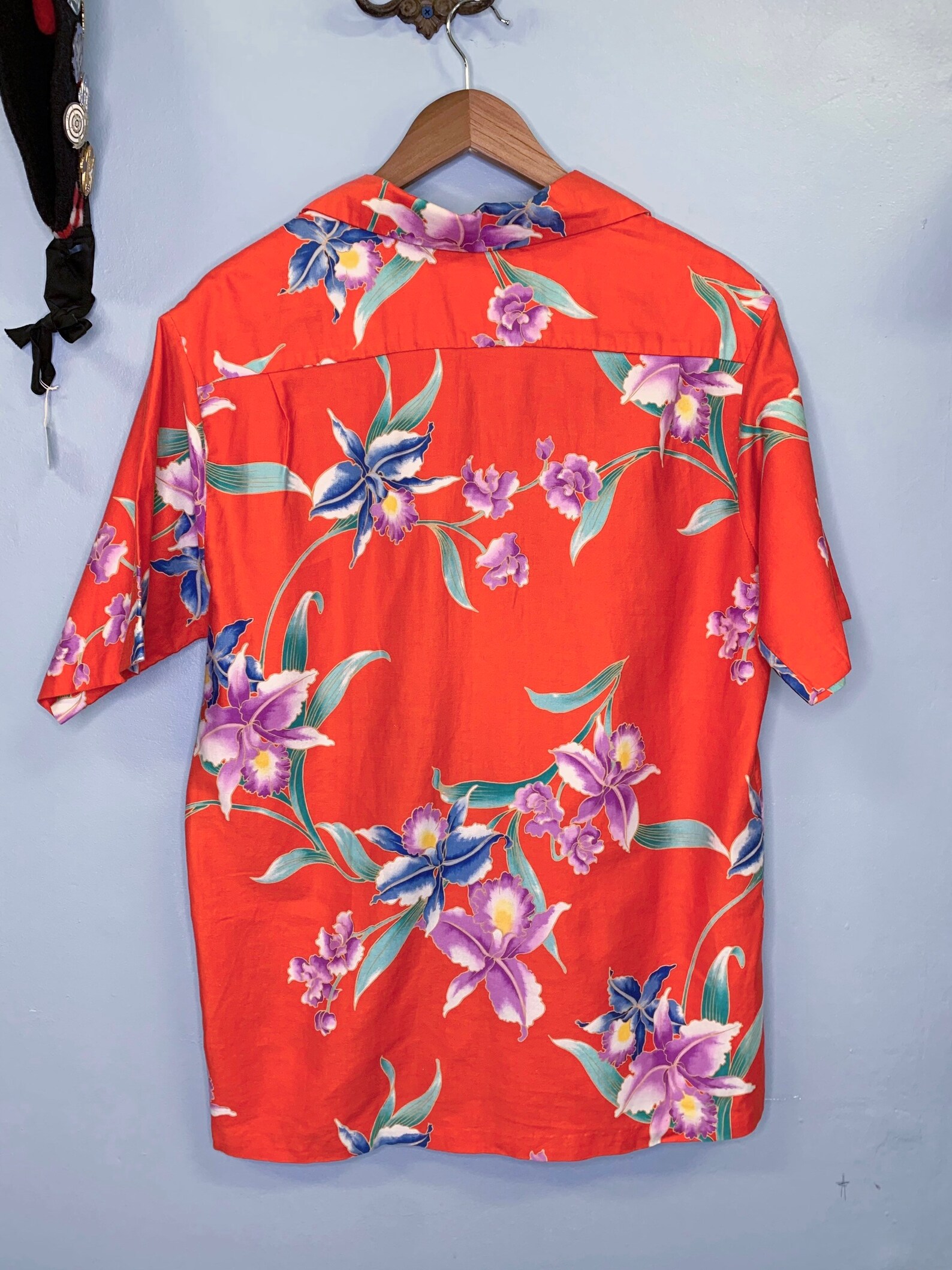 red hawaiian shirt with yellow flowers
