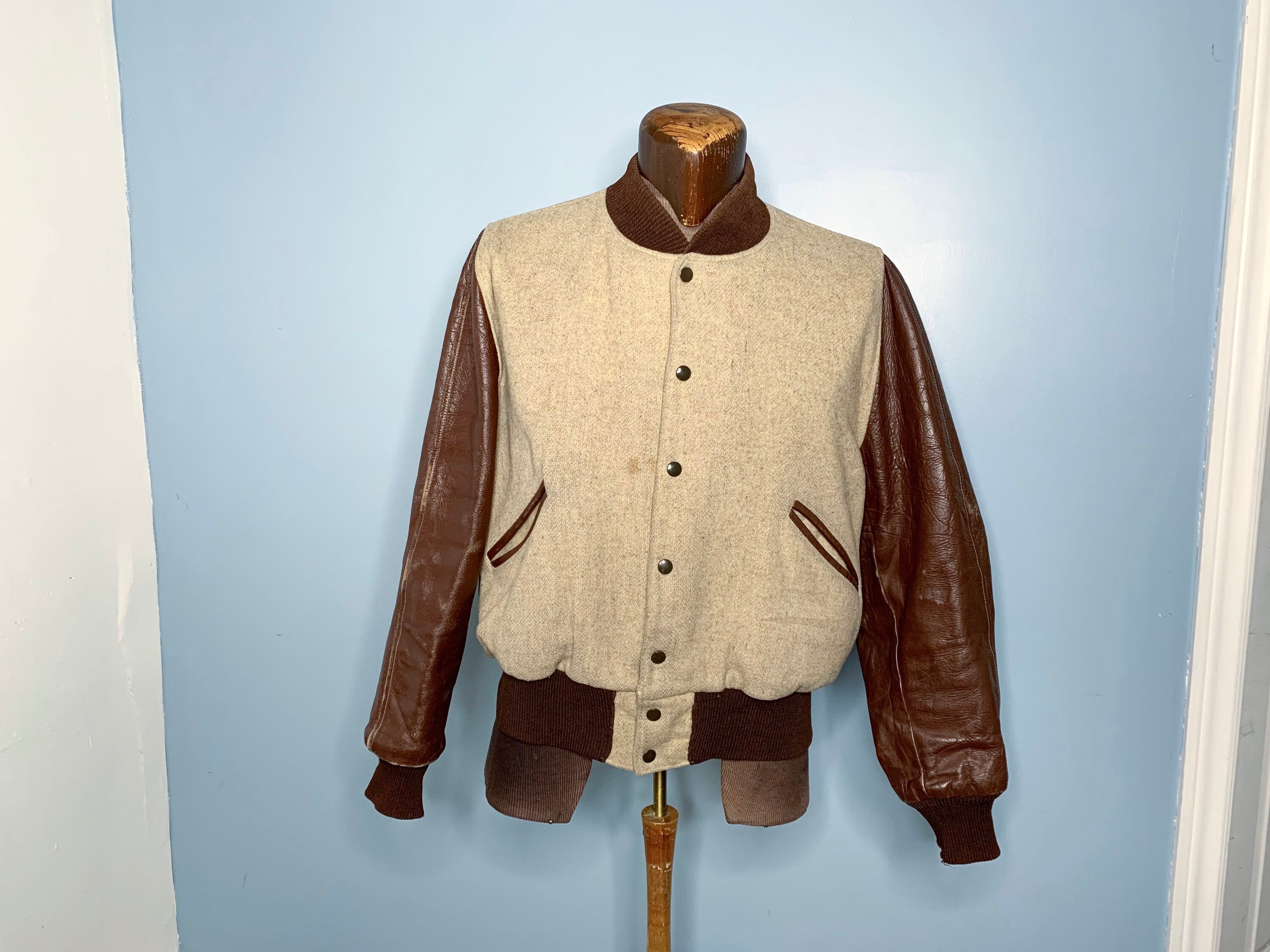 Vintage 40s/50s Butwin Gluv Elf Varsity Jacket. Beige Wool Etsy