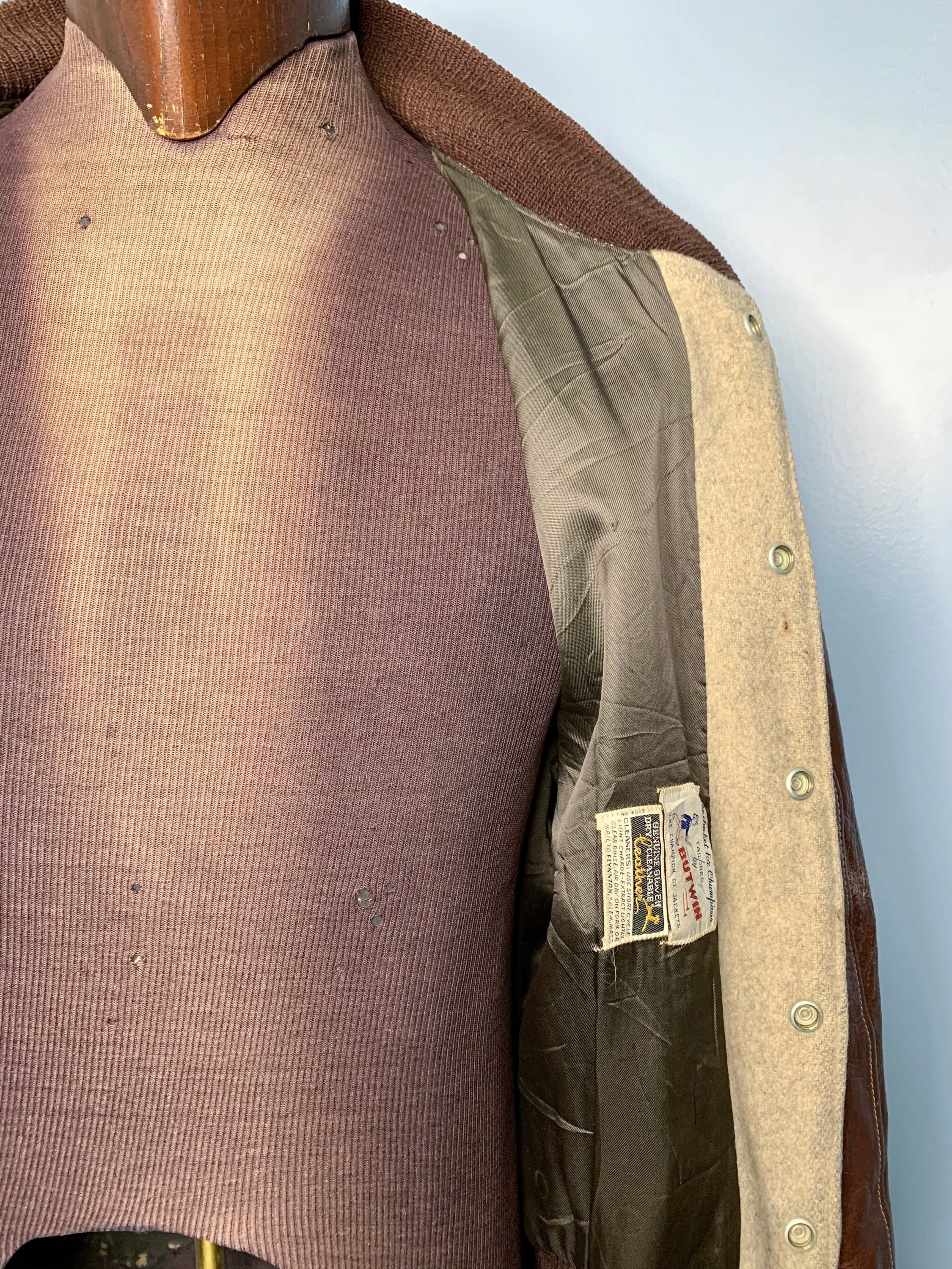 Vintage 40s/50s Butwin Gluv Elf Varsity Jacket. Beige Wool Etsy