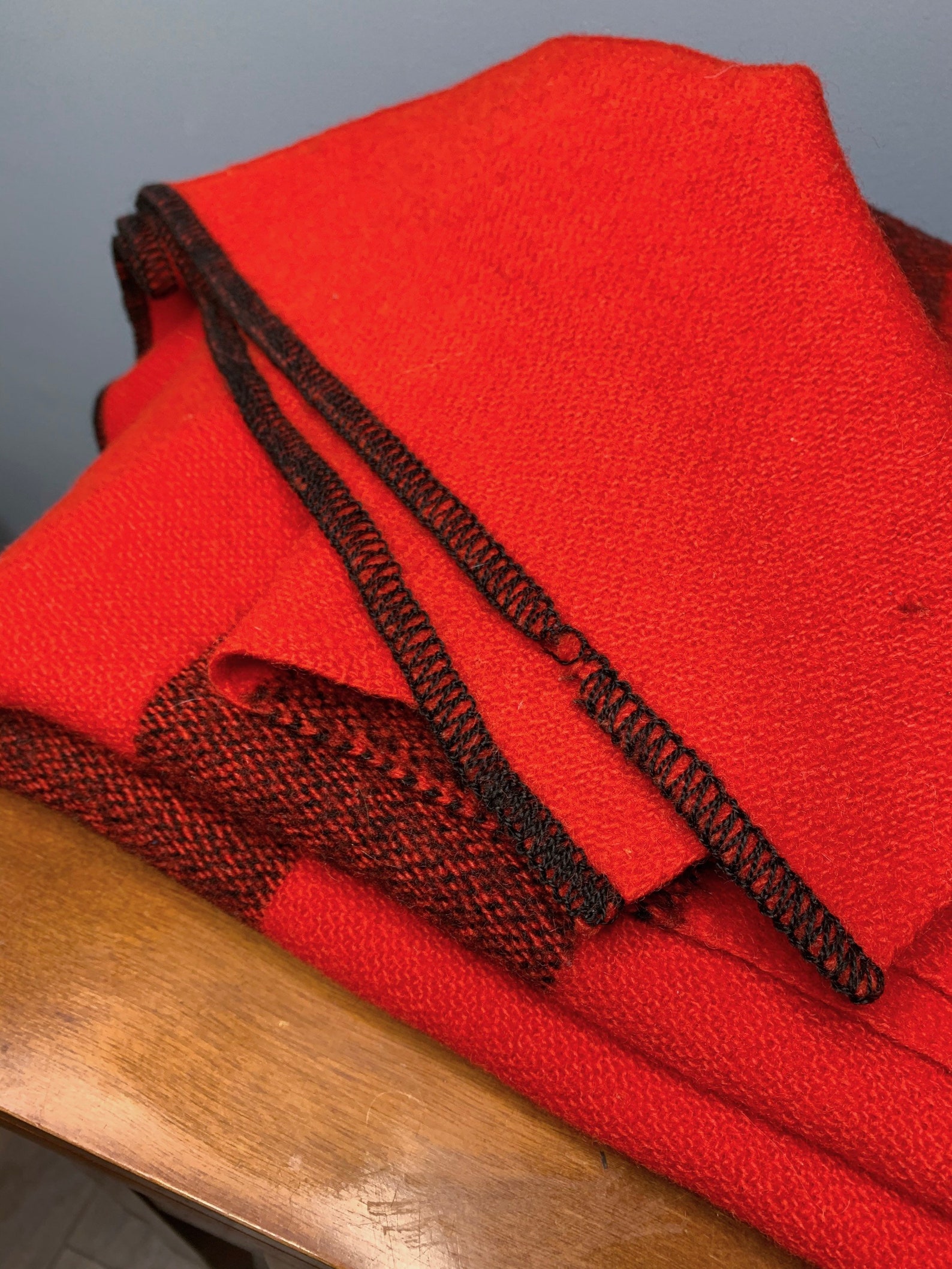 Vintage Kenwood Red Wool Blanket The Norway. With Black Etsy