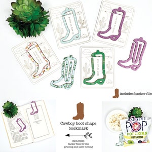 Fichier de signet laser pour botte de cow-boy, signet svg Western, fichiers laser du Sud, fichiers Glowforge, fichier laser Reader, svg amateur de livres