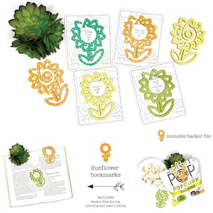 Sunflower bookmark laser file, Flower bookmark files, Laser scrap busters, Bookmark laser shapes, Summer laser bookmark files, Floral laser