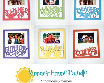Zomer framebundel laserbestanden, laserfotolijstbestanden, fotolijstjes svg-bestanden, frame svg-bestanden, framebestanden voor laser, Glowforge frames
