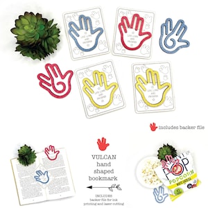 Vulcan Hand bookmark laser file, Live long and prosper laser, Laser scrap buster files, Clip style bookmarks, Easy laser file, Hand bookmark