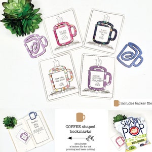 Coffee shaped bookmark laser file, Laser coffee lover svg, scrap buster laser files, Easy laser ready svgs, Cafe laser svg, Laser reader svg
