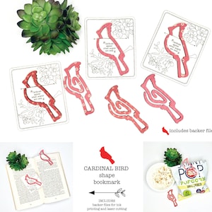 Cardinal bookmark file, Laser Cardinal bookmark svg, glowforge scrap busters, Bird bookmark svg, Bookmark svgs, clip style bookmark file