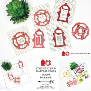 Fire Fighter Bookmark laser files, Fire Safety laser files, Maltese cross svg, Fire Safety Month svg, Scrap buster laser files, Fire Hydrant