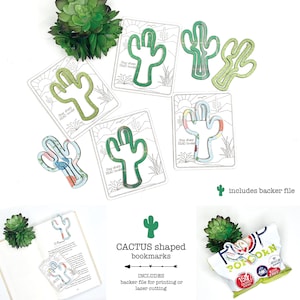 Fichier de signet laser cactus, fichiers laser Scrap buster, svg laser pour amateur de cactus, svg pour amateur de livres laser, fichiers laser sur le thème du désert, signet svg
