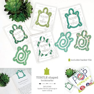 Turtle Bookmark SVG & STL, Reptile Laser Cut File