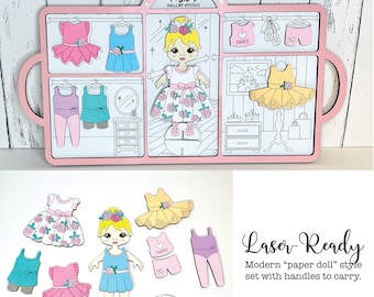 Laser wooden paper doll svg, Laser dressup svg file, ballet laser file, Girls doll set svg, Ballet dancer svg file, Dress up doll svg file