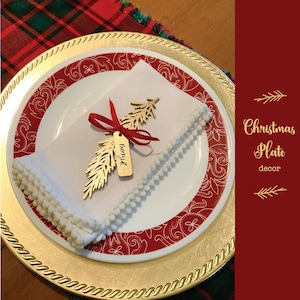 Christmas plate place setting laser file, Holiday table decor files, Christmas table decor files, Christmas Place card decor, Glowforge svg