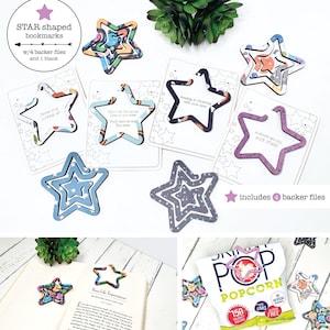 Star shaped bookmark laser file, Book lover gift files, scrap buster files, unique bookmark file, bookmark glowforge files, scrap buster svg
