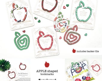 Apple Bookmark Laser File, Teacher Appreciate laser svg, Library laser file, Back to School laser file, Kids Graduation laser file, Easy svg