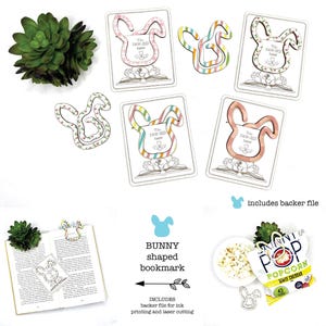 Bunny shaped bookmark file, Laser Easter bookmark, Glowforge scrap buster svg, Rabbit bookmark file, Promo Easter laser files, Easter Bunny