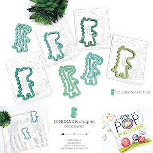 DInosaur Shaped Bookmark SVG, Prehistoric Laser Cut Design with STL File