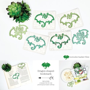 Dragon Bookmark Laser File, Mystical SVG, Scrap Buster Design. Includes 3D STL file