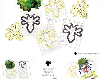 スズメバチ型ブックマークレーザーファイル、昆虫をテーマにしたブックマークSVG、虫をテーマにしたブックマーク、レーザースクラップバスターファイル、簡単なGlowForgeファイル、ホタル