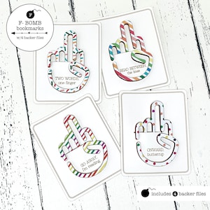 F-Bomb Middle Finger Laser File Bookmark (svg, eps, pdf, dxf) also includes 3D STL file