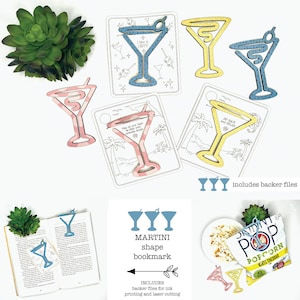 Martini bookmark laser file, Glowforge scrap buster files, Book club laser files, Easy laser cut files, Laser cocktail themed files, Martini
