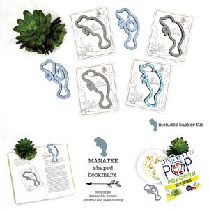 Manatee laser bookmark file, Laser Manatee files, Laser scrap busters, Easy laser files, Laser ocean theme files, Clip laser bookmark svg