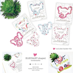 Elephant Laser bookmark svg, Zoo animal laser svg, Bookmark animal file, Elephant kids svg, scrap buster laser file, Book related laser file