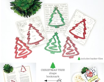 Bladwijzer kerstboom | Laser SVG + 3D STL-bestanden, kerstsok stuffer