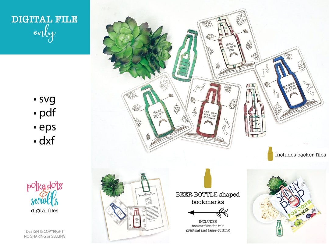 Beer Bottle Bookmark Laser File, Laser Scrap Buster Svg, Father's Day
